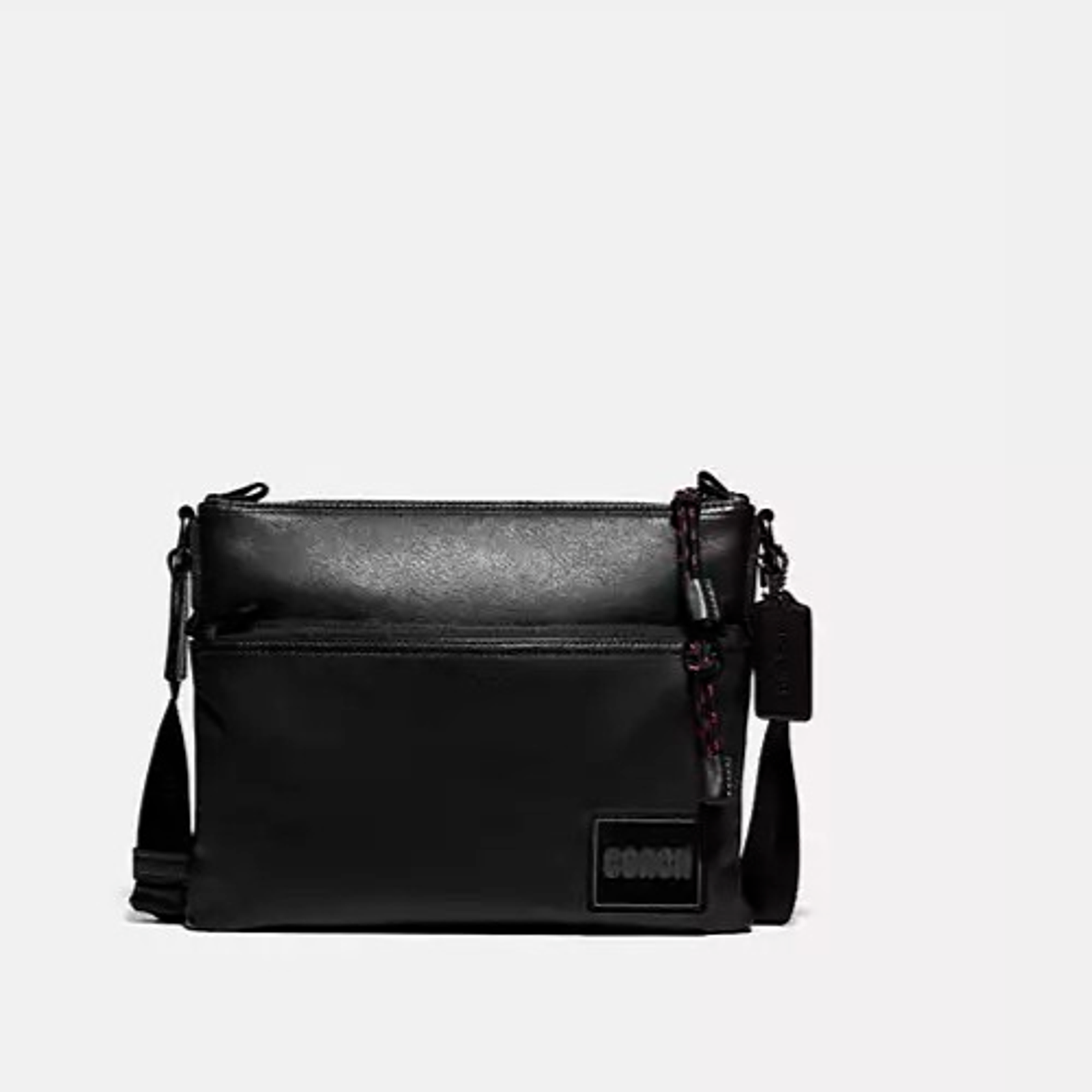 Coach Pacer 78834 Black Smooth Leather Small Crossbody Bag Retro Patch Nwot